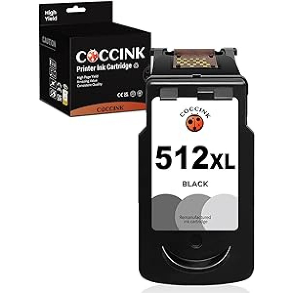 COCCINK PG-512 XL (1 melns) izgatavotu printeru kasetņu nomaiņa Canon 512 510 XL priekš Pixma mp250 mp230 mp280 ip2700 iP2702 mp240 mp495 MP499 HighMX0 MX40 MX2 413 MX350