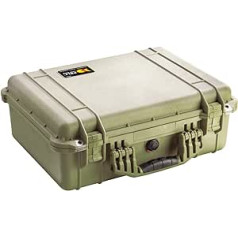 PELI 1520 Waterproof Case for Camera, Drones and AV Equipment, IP67 Rated, 24L Volume, Without Foam, Colour: Olive Green