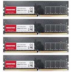 [DDR4 RAM] Gigastone Desktop RAM 32GB (4x8GB) DDR4 RAM 32GB DDR4-3200MHz PC4-25600 CL22 1.2V UDIMM 288 Pin/Pin nebuferēta datora atmiņa bez ECC (tikai datora galddatoriem)