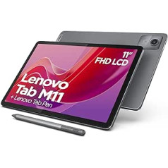 Lenovo Tab M11 — planšetdators ar skārienekrānu 11 collu WUXGA (MediaTek Helio G88 procesors, 8 kodoli, 4 GB RAM, eMMC 128 GB, Tab Pen, Android 13, WiFi + Bluetooth) — Luna Grey