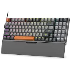 Redragon K648 90% vadu RGB spēļu tastatūra, 94 taustiņu taktiskā mehāniskā tastatūra ar maināmu pamatni, iebūvētas troksni absorbējošās putas un plaukstas locītavas atbalsts, sarkans slēdzis