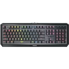 GAMDIAS Hermes P3 melna mehāniskā tastatūra USB spēļu 104 taustiņi zema profila RGB slēdži, zila tastatūras fona apgaismojums AK izkārtojums