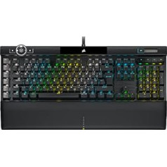 Corsair K100 RGB optiski mehāniskā spēļu tastatūra (CORSAIR OPX optiskie atslēgu slēdži: īpaši ātri un lineāri, fona apgaismojums katram taustiņam, ādas plaukstu balsts, Elgato