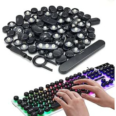 Apaļš Punk Taustiņu vāciņš Retro apaļš taustiņu vāciņš, matēts panelis, mehāniskai spēļu tastatūrai (melna) ar 1 x tastatūras novilkšanas atslēgas vāciņa noņemšanas rīku un 1 x tīrīšanas suku