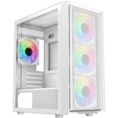 CiT Luna Airflow Micro-ATX datora spēļu futrālis M/ATX ar sieta priekšējo paneli un rūdīta stikla sānu paneli ar 3 priekšējiem Infinity ARGB ventilatoriem un 1 aizmugurējo Infinity ARGB ventilatoru |