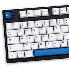 Balts, zils taustiņu vāciņu komplekts, 132 taustiņi, Cherry profils, Doubleshot pielāgoti taustiņu vāciņi Cherry MX Gateron Kailh Box Switch, mehāniskā spēļu tastatūra