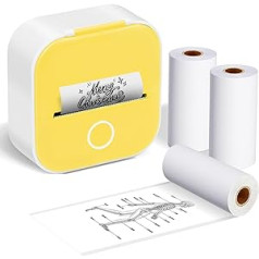ASprink T02 Mini Printer with 3 Paper Rolls, Mini Pocket Printer, Label Printer, Sticker Printer, Thermal Printer, Mini Bluetooth Printer, Inkeless Printer for Notes, Memos, Magazines, DIY