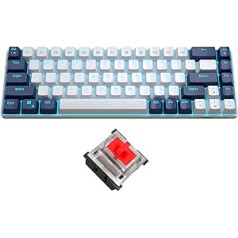 60% Gaming Keyboard Mechanical Minimalist MK Box Blue Backlit Compact 68 Keys Wired Office Keyboard with Red Switch Xbox (Red Switch, Blue and White)