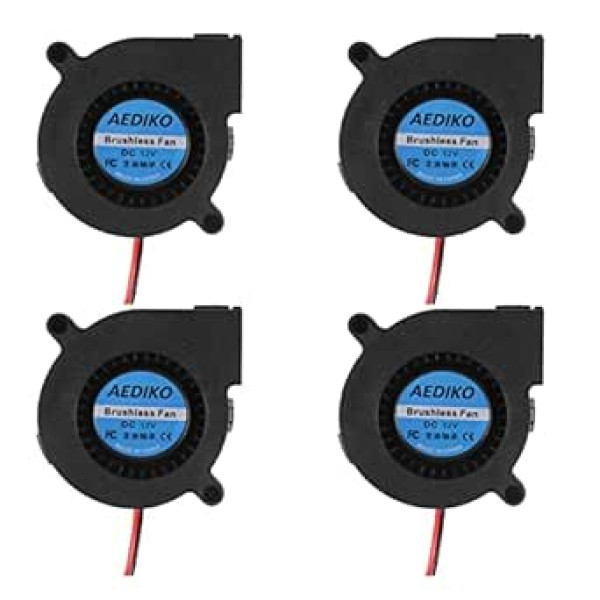 AEDIKO 5015 Cooling Fan 3D Printer Fan DC 12 V Dual Ball Bearing 50 x 50 x 15 mm 0.17 A Turbo Cool Fan Pack of 4