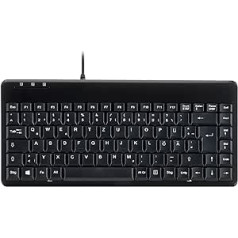 Perixx PERIBOARD-409 P Compact Mini PS/2 vadu tastatūra — 315 x 147 x 21 mm — 1,80 m kabelis — QWERTZ vācu izkārtojums