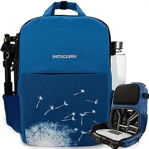 ENTDECKBAG Camera Backpack, Blue Dandelion, Casual