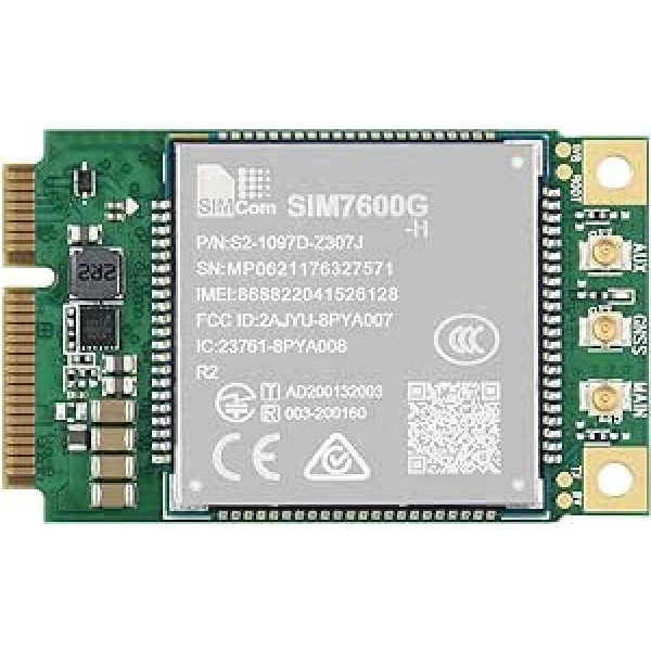 Waveshare SIM7600G-H-PCIE SIMCom oriģinālais 4G LTE Cat-4 moduļa atbalsts globālā pārklājuma GNSS/LTE-TDD/LTE-FDD/HSPA+/GSM/GPRS/Edge ar Mini-PCIe savienotāju