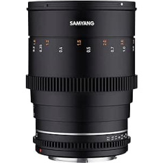 Samyang MF 35 mm T1.5 VDSLR MK2 Canon RF — spilgts T1,5 platleņķa kino un video objektīvs Canon RF stiprinājumam, 35 mm fiksēts fokusa garums, sekot fokusa zobratiem pilna kadra un APS-C, 8K izšķirtspēja