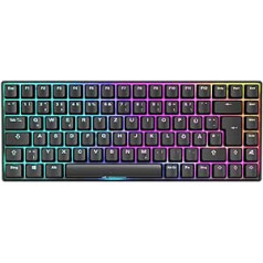 Sharkoon Skiller SGK50 S3 juoda, RGB žaidimų klaviatūra, geltona Gateron, 75 % išdėstymas