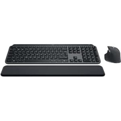 „Logitech MX Keys S Combo“: „MX Master 3S“, „MX Keys S“ ir „MX“ delnų atrama – grafitas, ispaniškas QWERTY išdėstymas