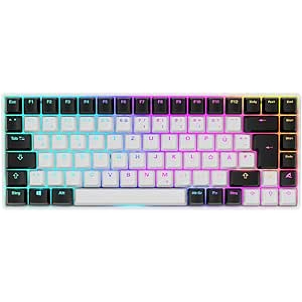 Sharkoon Skiller SGK50 S3 White, RGB žaidimų klaviatūra, Gateron raudona, 75 % išdėstymas