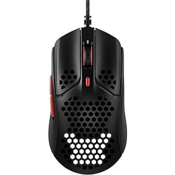 HyperX Pulsefire Haste spēļu pele — īpaši viegla 59 g šūnveida apvalka sešstūra dizaina Hyperflex kabelis līdz 16 000 DPI, 6 programmējamas pogas, balta/rozā viena izmēra