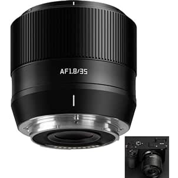 TTTartisan 35 mm F1.8 Lens Car Focus APS-C rāmis bezspoguļa kamerām, tikai e-montējamām kamerām A5000 NEX-3 NEX-3N NEX-7 NEX5 CA7 A7I A7R A7S A7SI A7SII A9 un vairāk (melns)