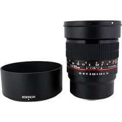 Rokinon 85M-MFT 85 mm F1.4 īpaši plats objektīvs, kas paredzēts mikro četru trešdaļu stiprinājuma fiksētajam objektīvam Olympus/Panasonic Micro 4/3 kamerām