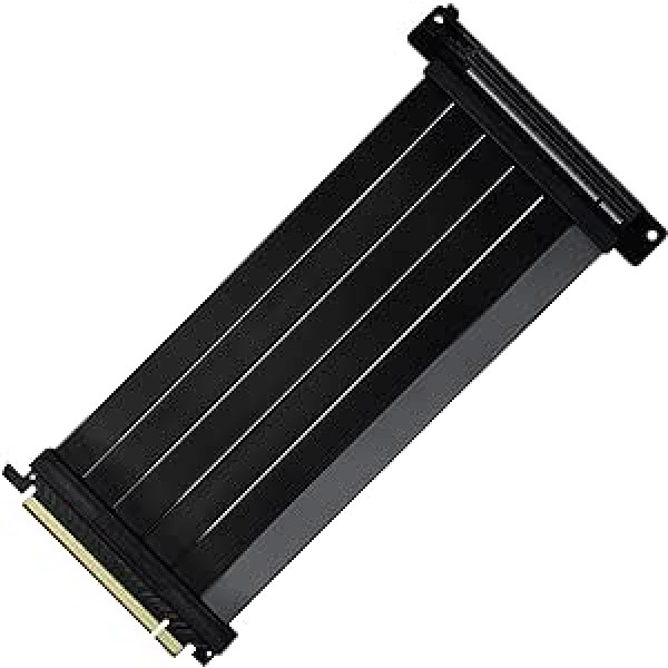 Cooler Master MasterAccessory PCIe 4.0 x16 200mm V2 Riser Cable - EMI Shielded Ultra Flexible TPE Cable, Reinforced PCI Slots, Gold Pin Connectors, Protective ABS Housing - Black