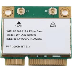 Annadue AX210HMW WiFi kortelė, 5374M Wi-Fi 6E belaidis modulis, išplečiamas iki vidinės 6 GHz MU-MIMO trijuosčio tinklo plokštės su Bluetooth 5.2, PCIE belaidžio tinklo plokštė nešiojamam kompiuteriui