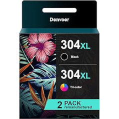 Denvoer 304 XL printeru kasetņu komplekts, kas ir saderīgs ar HP 304 304 XL, paredzēts Envy 5010 5020 5030 5032 Deskjet 2620 2622 2630 2633 3720 3730 2633 3720 3730 2632 2332332