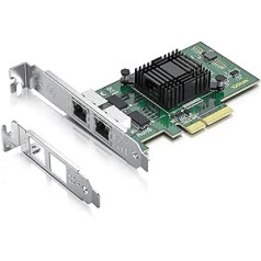 10Gtek® 1G 1000Mbps Gigabit Ethernet Converged Network Adapter (NIC) su Intel I350AM2 valdikliu | Ethernet PCI Express tinklo plokštė | Dvigubi vario RJ45 prievadai | PCIE 2.0 X4 | Palyginkite su Intel I350-T2