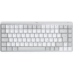 Logitech MX Mechanical Mini operētājsistēmai Mac, bezvadu tastatūra ar apgaismojumu, plakanie taustiņi, taustes klusie taustiņi, fona apgaismojums, Bluetooth, USB-C, Apple, iPad, vācu QWERTZ — gaiši pelēks