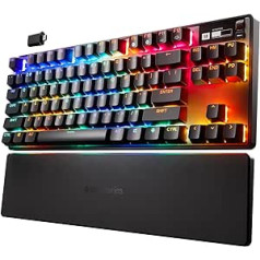 SteelSeries Apex Pro TKL bezvadu mehāniskā spēļu tastatūra, pasaulē ātrākā tastatūra, pielāgojama reakcija, Bluetooth 5.0, 2,4 GHz, vācu (QWERTZ) izkārtojums