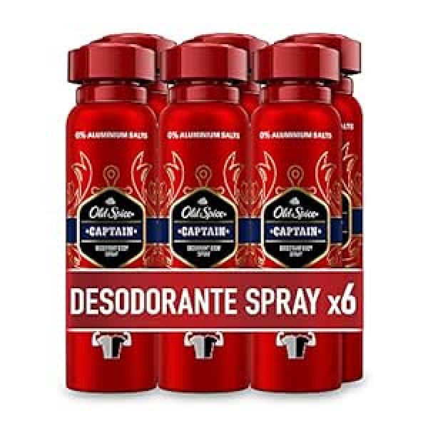 Old Spice Captain dezodorantu aerosola iepakojums pa 6 (6 x 150 ml)