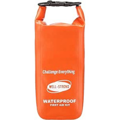 WELL-STRONG Waterproof First Aid Kit with Roll Top Boat Emergency Kit with Waterproof Contents for Fishing, Kayaking, Boating, Swimming, Camping, Rafting, Beach, Orange