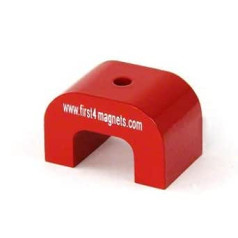 Großer Roter Alnico Hufeisenmagnet Für Hochtemperatur - Technik - und Fertigungsanwendungen - 30mm x 45mm x 30mm 4,5mm Loch - 11kg Zug - Pack von 20