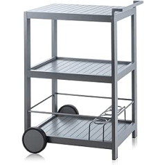 Alfresia Grey Aluminium Trolley | 2 Tier Aluminium Bar Trolley | Bar Trolley with Bottle Rack | Outdoor Serving Trolley