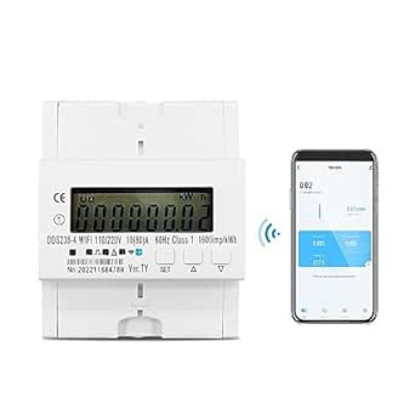 Leistungsmesser, 2 Phase 3 Drähte 80A Din-Schiene Tuya WIFI Smart Energy Meter Stromverbrauch Monitor KWh Meter Wattmeter Strommonitor