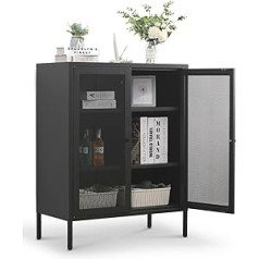 Metāla Highboard sieta un sieta durvis Melns industriālā stila kumode Mēbeles viesistabai, gaitenī, ēdamistabai, guļamistabai, birojam, G x P x A 80 x 40 x 100 cm