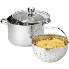 Beyond stainless steel pot with glass lid and removable sieve insert