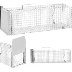 Gyvi spąstai kiaunei, žiurkėms ir kitiems gyvūnams 82 x 26 x 26 cm, akių dydis: 25 x 25 mm