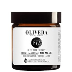 Oliveda F77 Olive Matcha veido kaukė, 60 ml, maitinamoji kaukė, sugeria riebalų perteklių, regeneruoja, atgaivina ir ramina