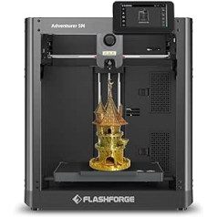 FLASHFORGE Adventurer 5M 3D printeris, pilnībā automātisks līmeņošanas printeris ar 600 mm/s ātrdarbīgu drukāšanu, kodola XY struktūra, vibrāciju kompensācija, liels drukas izmērs 220 x 220 x 220 mm