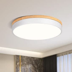 Qamra LED griestu lampa, moderna apaļa koka griestu lampa, 4000 K guļamistabas lampa balkonam, birojs, virtuve, veļas mazgātava, gaiteņa griestu apgaismojums, 40 cm, 36 W (balts)