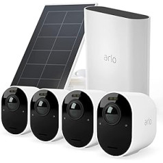 Arlo Ultra2 āra novērošanas kamera un bezmaksas saules panelis, komplektā 4, balts