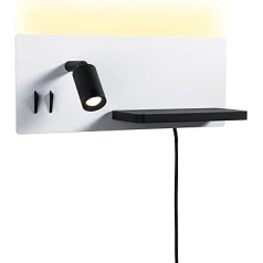 Paulmann Serra 71102 LED sienas lampa USB C 2700 K 650 lm / 200 lm 230 V 5,5 / 1 x 2,6 W Aptumšojama balta matēta melna matēta sienas lasīšanas lampa