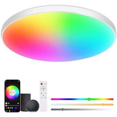 ZWOOS griestu gaismas diode 30 W, RGB griestu gaisma apaļa, saderīga ar Alexa un Google Home, regulējama, 2700 K–6500 K, guļamistabas lampa ar tālvadības pulti, lietotņu vadība, guļamistabai, viesistabai