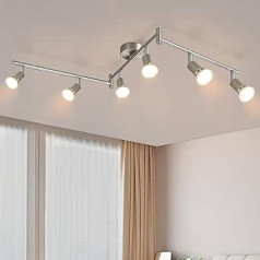 Glitzerlife LED griestu prožektors 6 spuldzes Dzīvojamās istabas griestu gaisma Moderna griestu lampa GU10 griestu prožektors, grozāms par 330°, grozāma prožektora lampa nerūsējošā tērauda griestiem guļamistaba iekštelpās bez