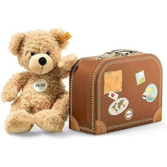 Steiff Fynn Teddy Bear в чемодане, 28 см, Тедди, мягкая игрушка для детей, передвижная и моющаяся, бежевый (111471)