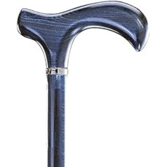 Melbourne Design Walking Stick Wooden Derby Handle Denim Blue Stained Satin Finish Platinum Band Elegant for Men and Women with Rubber Buffer