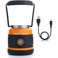 AYL Camping Lamp Rechargeable LED Camping Lamp 1800 LM 4 Light Modes Camping Lamp 4400 mAh Power Bank IP44 Waterproof Perfect Emergency Lamp for Natural Events