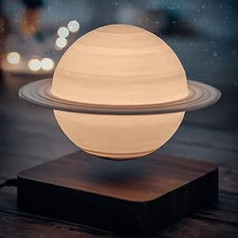 Kiko-ershaa Magnetic Levitation Lamp 3D Printing LED Saturn Lampe Nachtlicht Schwimmlampe 360 ° Drehbare Lampe 3 Farben ändern Globale Schreibtischlampe für Wohnzimmer Schlafzimmer Dekor