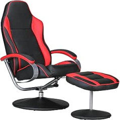 AMSTYLE Fernsehsessel Sporting TV Design Relax-Sessel verstellbar Racing Modern Bezug Kunstleder schwarz/rot drehbar su Hocker 110 kg su Armlehnen und Hocker Gaming Sessel Ohne Motor