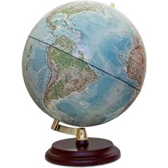 Magelāna Vasa Globuss ar politisko karti vai ar roku laminēts, brīvi stāvošs bez meridiāna, diametrs 32 cm, globuss ar sarkanbrūnu koka pamatni 1:40 000 000
